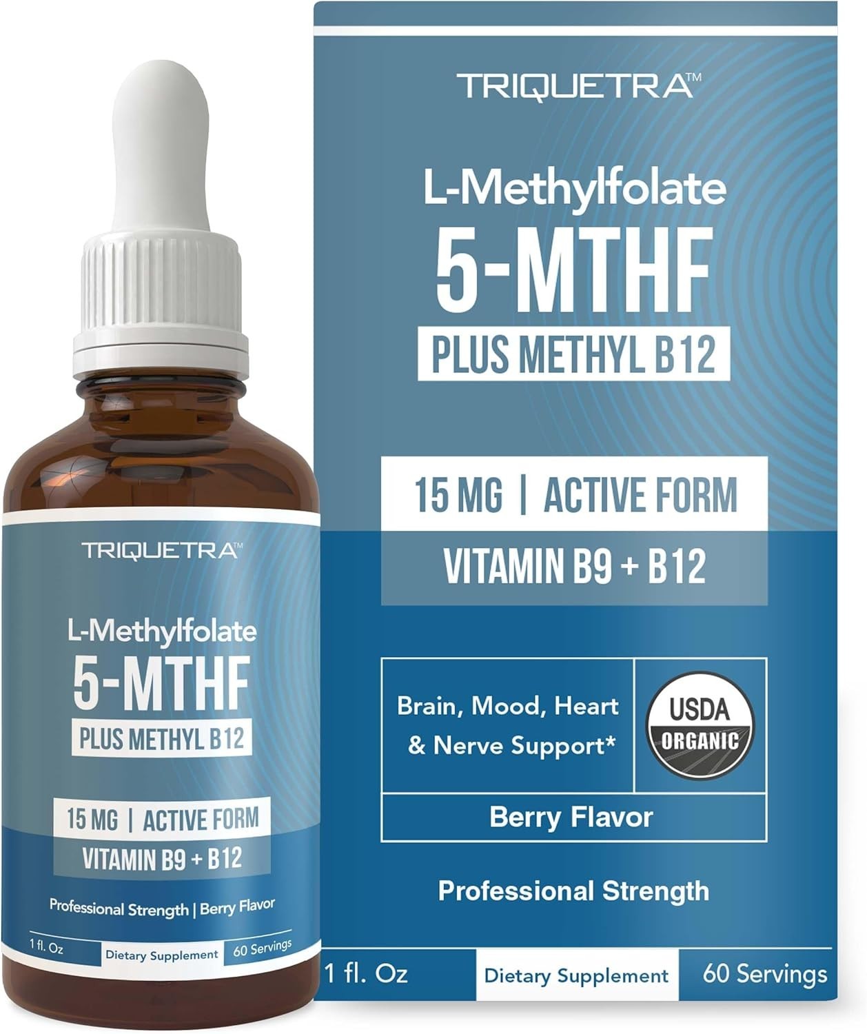 Triquetra L-Methylfolate 5-MTHF Plus Methyl B12 Supplement 1 oz Sealed Bottle