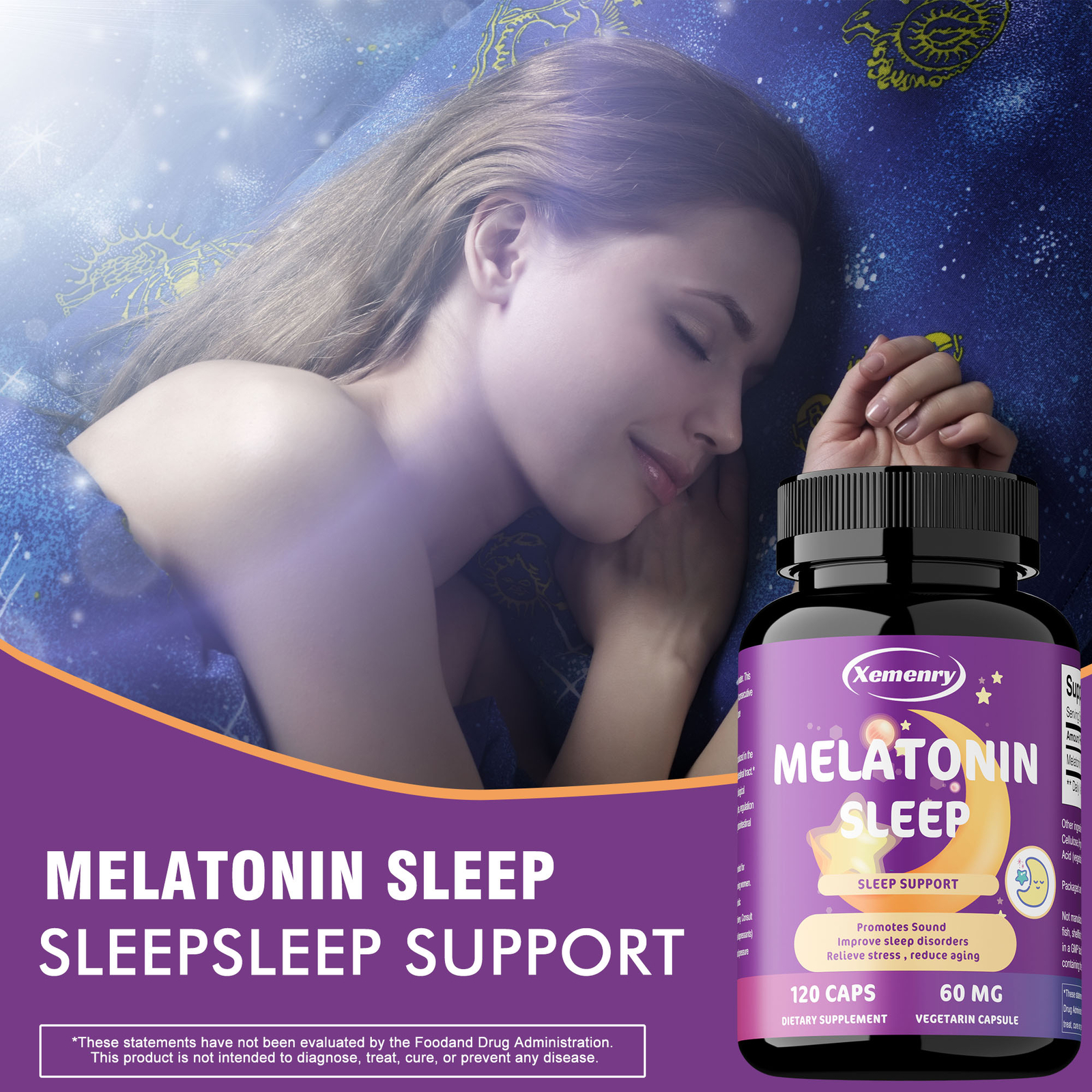 Melatonin 60mg – Night Sleep Aid, Fall Asleep Faster, Improve Sleep Quality