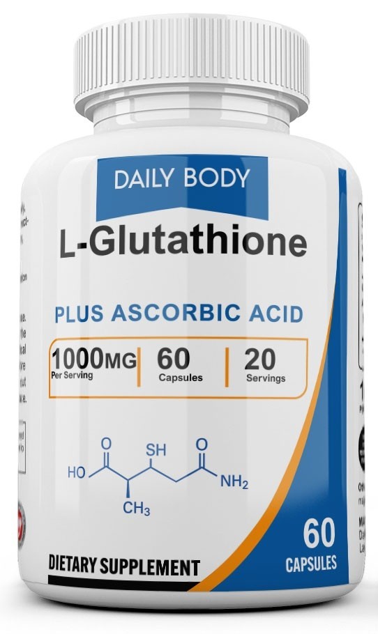 Daily Body Glutathione 1000mg GSH L-Glutathione Reduced 180 Capsules Antioxidant