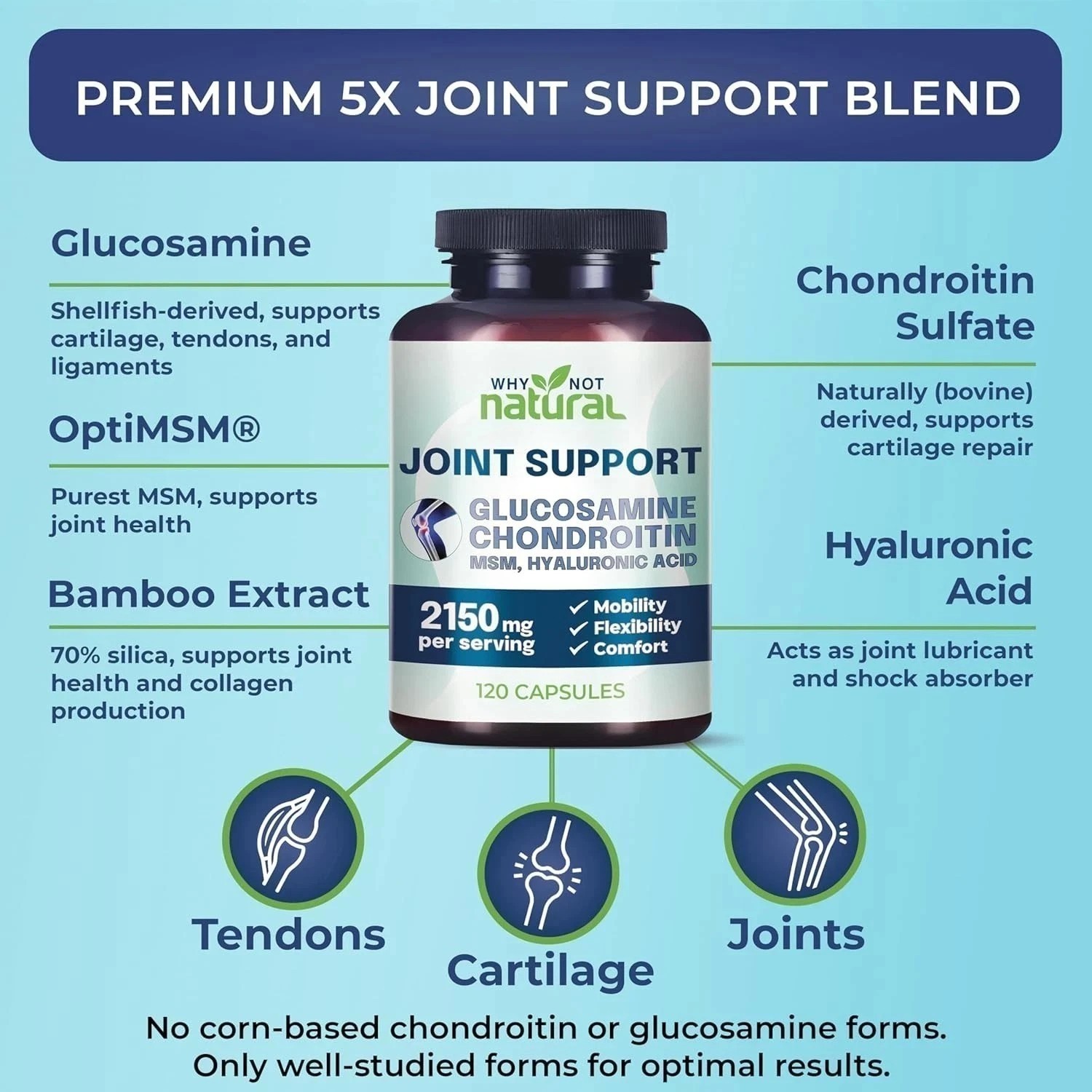 Why Not Natural Joint Support 2150mg – Glucosamine,Chondroitin,Hyaluronic Acid