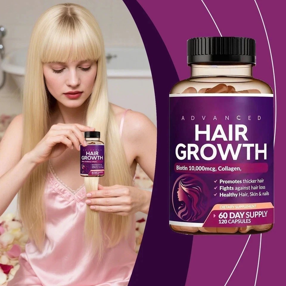 Rainbow Nutrients Hair Growth Vitamins w/ Biotin 10,000mcg &Collagen 120Capsules