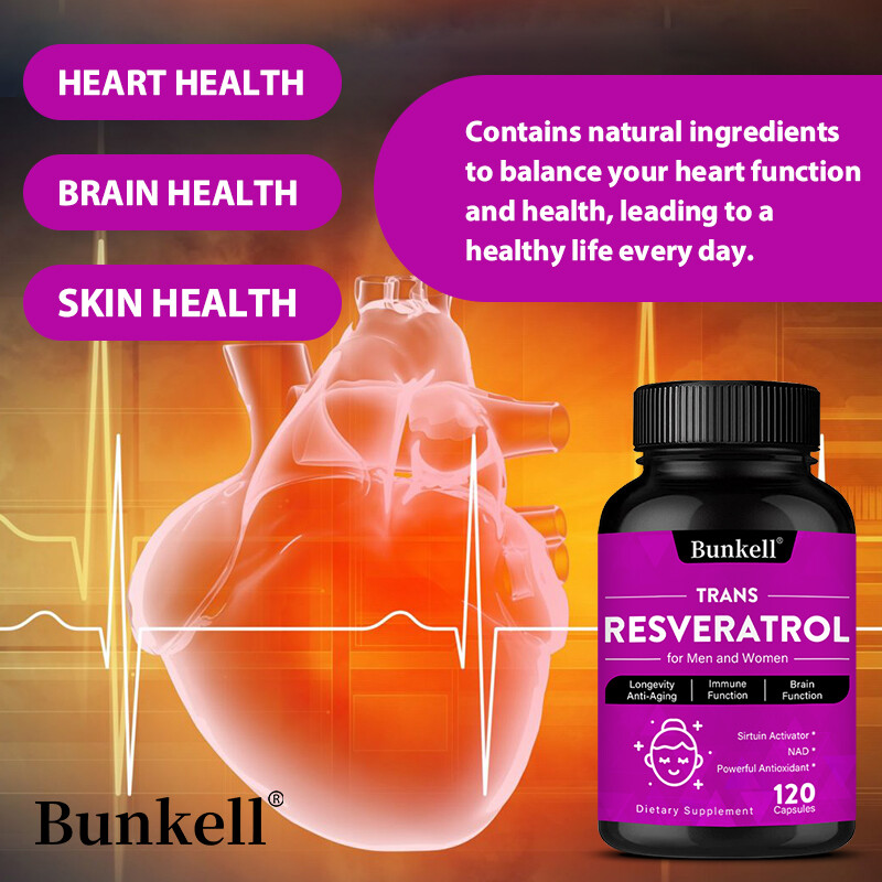 Resveratrol 500mg Capsules Anti Aging Antioxidant Heart Brain Support 120 Ct