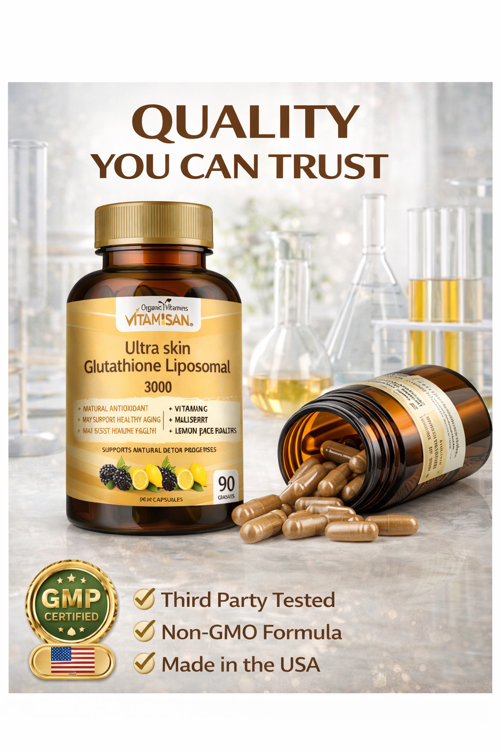 2 Pack Liposomal Glutathione 3000mg + Vitamin C Antioxidant Skin 180 Caps