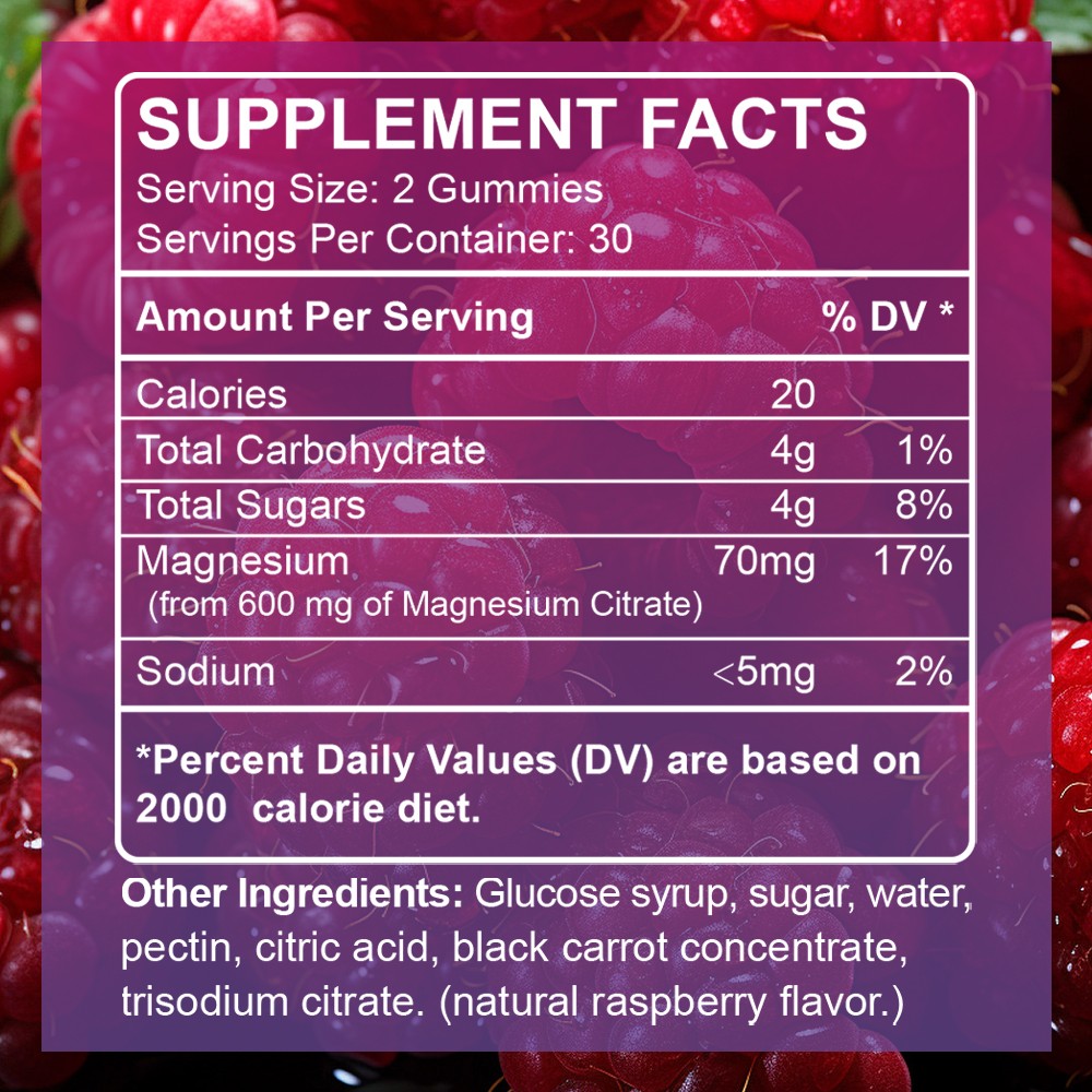 Unisex Magnesium Gummies – High Absorption Magnesium Citrate Muscle&Bone Health