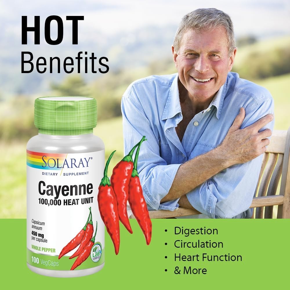 Cayenne Pepper Capsules 100,000 Heat Units – Capsaicin Supplement, 100 VegCaps