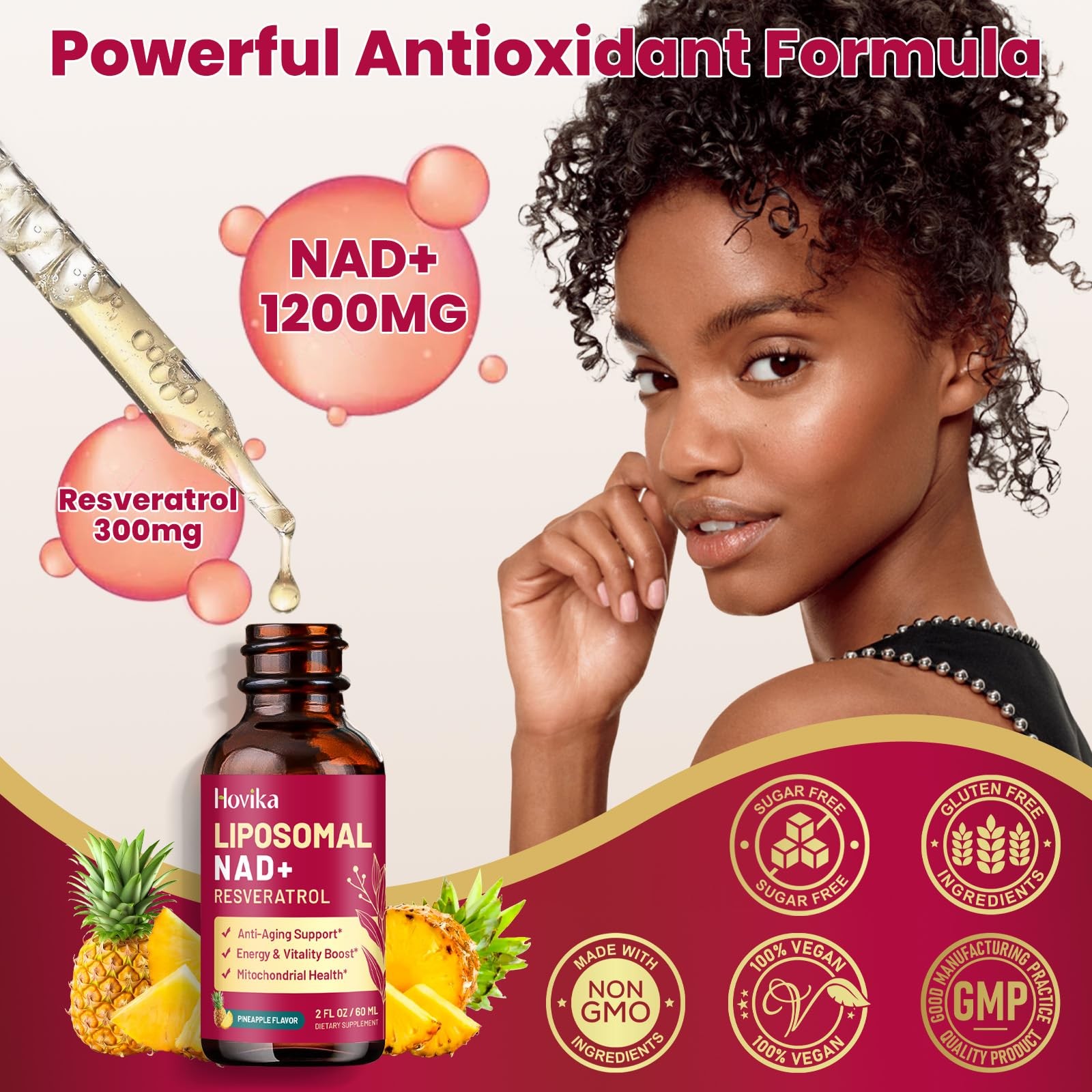 Hovika Liposomal Nad Supplement – 1200Mg Nad Liquid Drops For Women Men