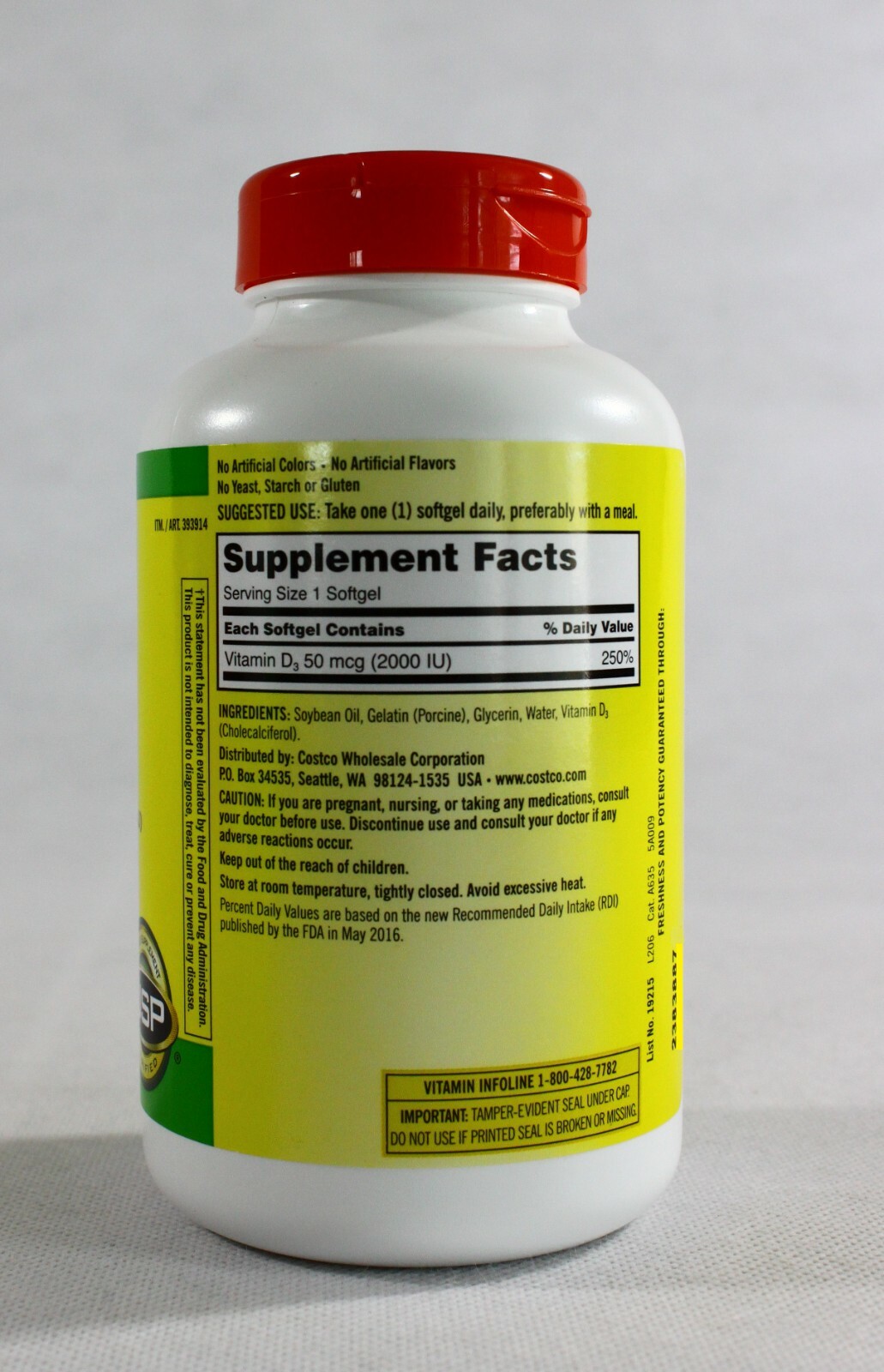 Kirkland Signature Extra Strength D3 50 mcg (2000iu) 600 Softgels Exp. 08/2025
