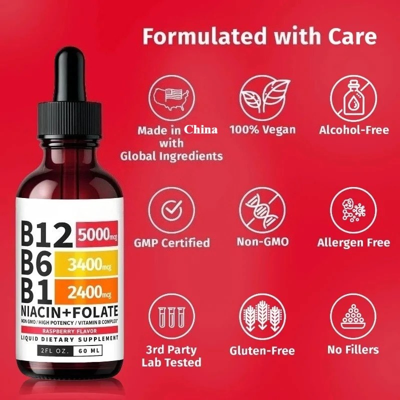 3/1PCS Vitamin B12 and B6 Liquid Drops, B12 Sublingual Vitamin B Complex
