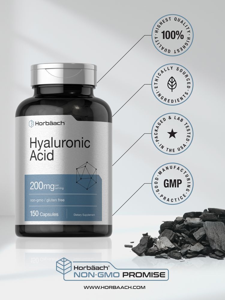 Hyaluronic Acid Capsules | 200 mg | 150 Count | Non-GMO | by Horbaach