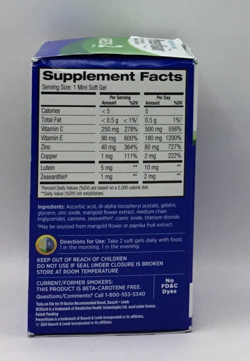 Bausch + Lomb PreserVision AREDS 2 Formula 130 softgels EXP 05/2027
