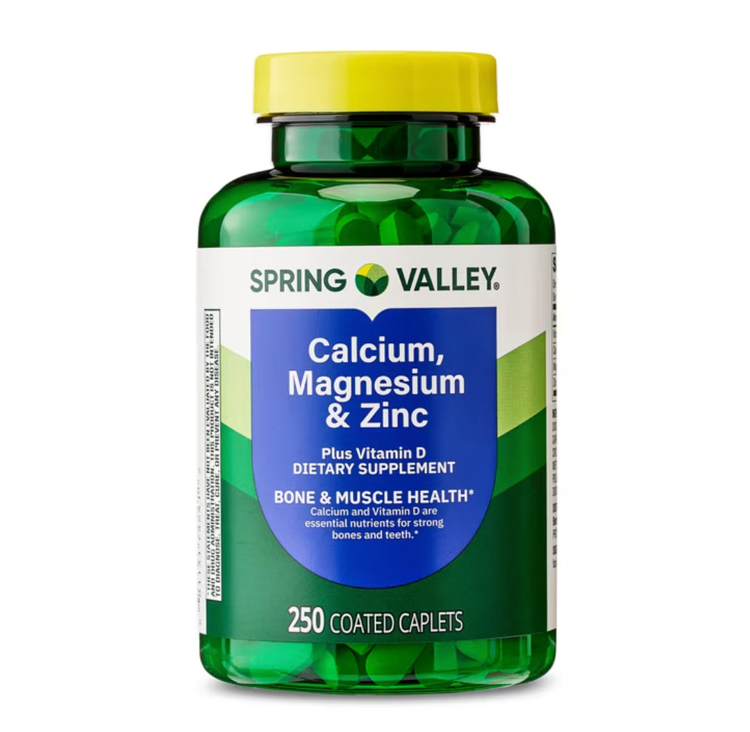(2 pack) Spring Valley Calcium, Magnesium & Zinc Plus Vitamin D3 Coated 250 Ct