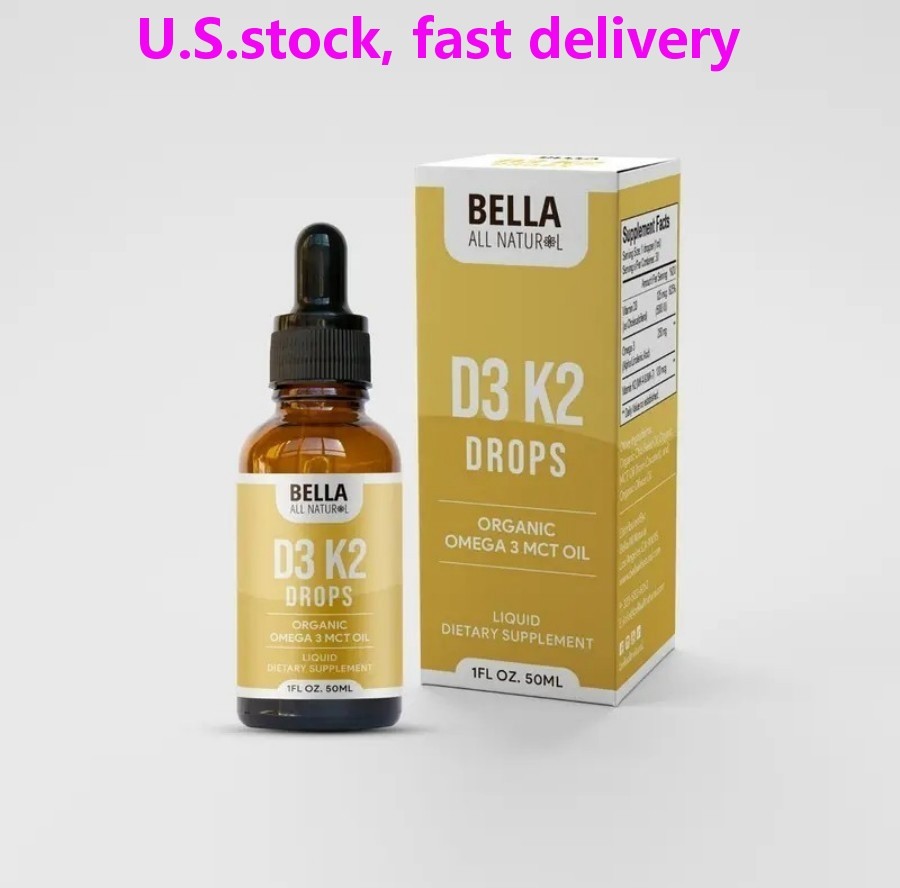 Bella All Natural Vitamin D3 K2 Drops Organic Omega 3 MCT Oil 50ml Supplement+-