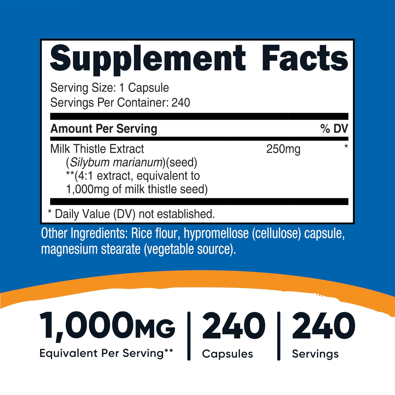 Nutricost Milk Thistle Extract 240 Capsules, 240 240 Count (Pack of 1)