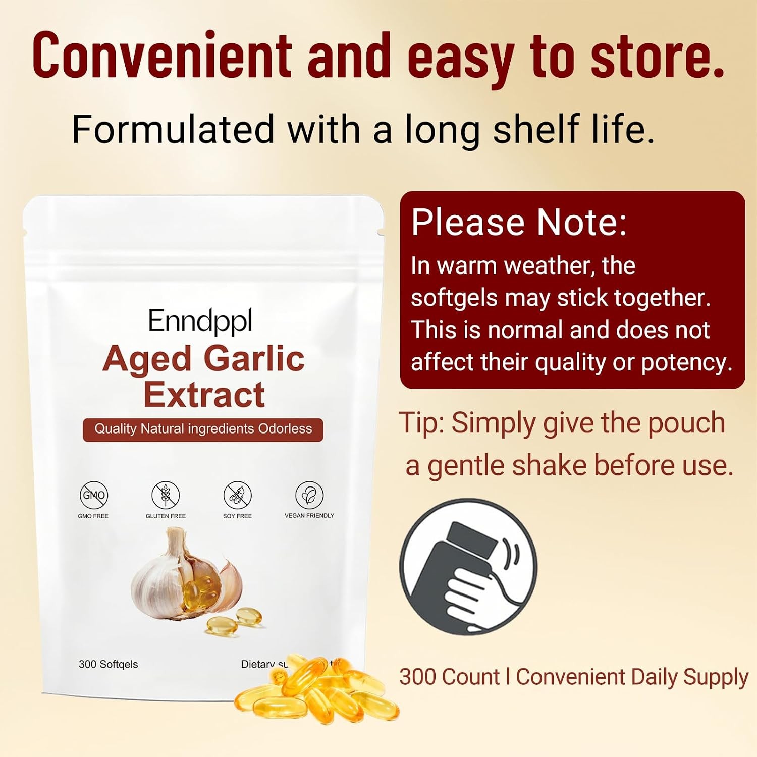 Elare Aged Garlic Extract, 300 Softgels, 7500mg Odorless | Heart & Immune pack 1