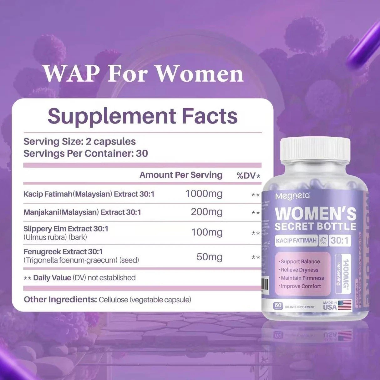 NEW LUXRY 1-3PCS Women’S Secret Bottle-60 Tablets -Healthcare Kacip Fatimah 1kMG