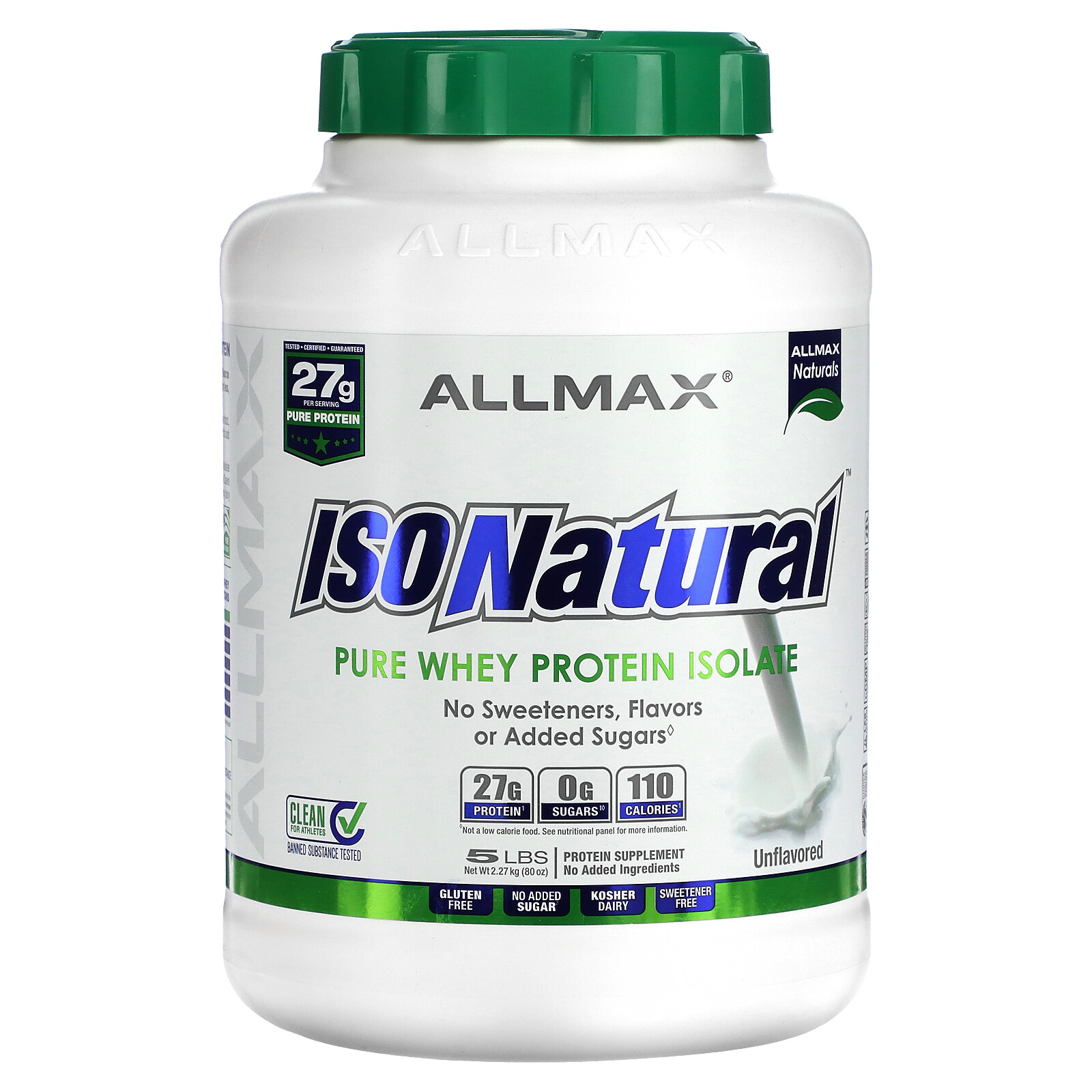ISONatural™, Pure Whey Protein Isolate, Unflavored, 5 lbs (2.27 kg)