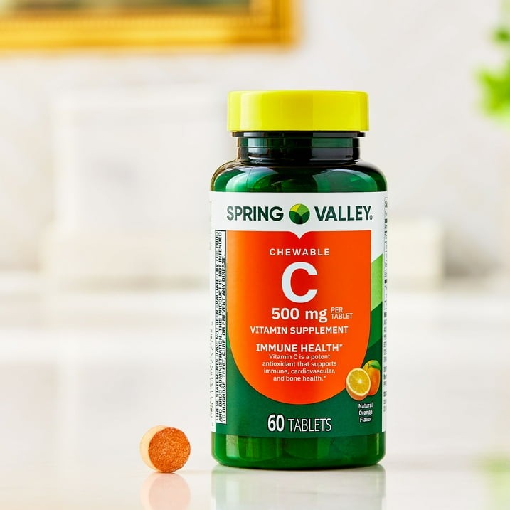 Spring Valley Vitamin C 500mg Chewable Orange Tablets, 60 Count