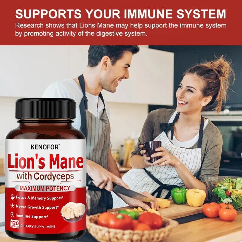 Organic Lion’s Mane Mushroom Supplement (450 mg) – 30/60/120 Capsules