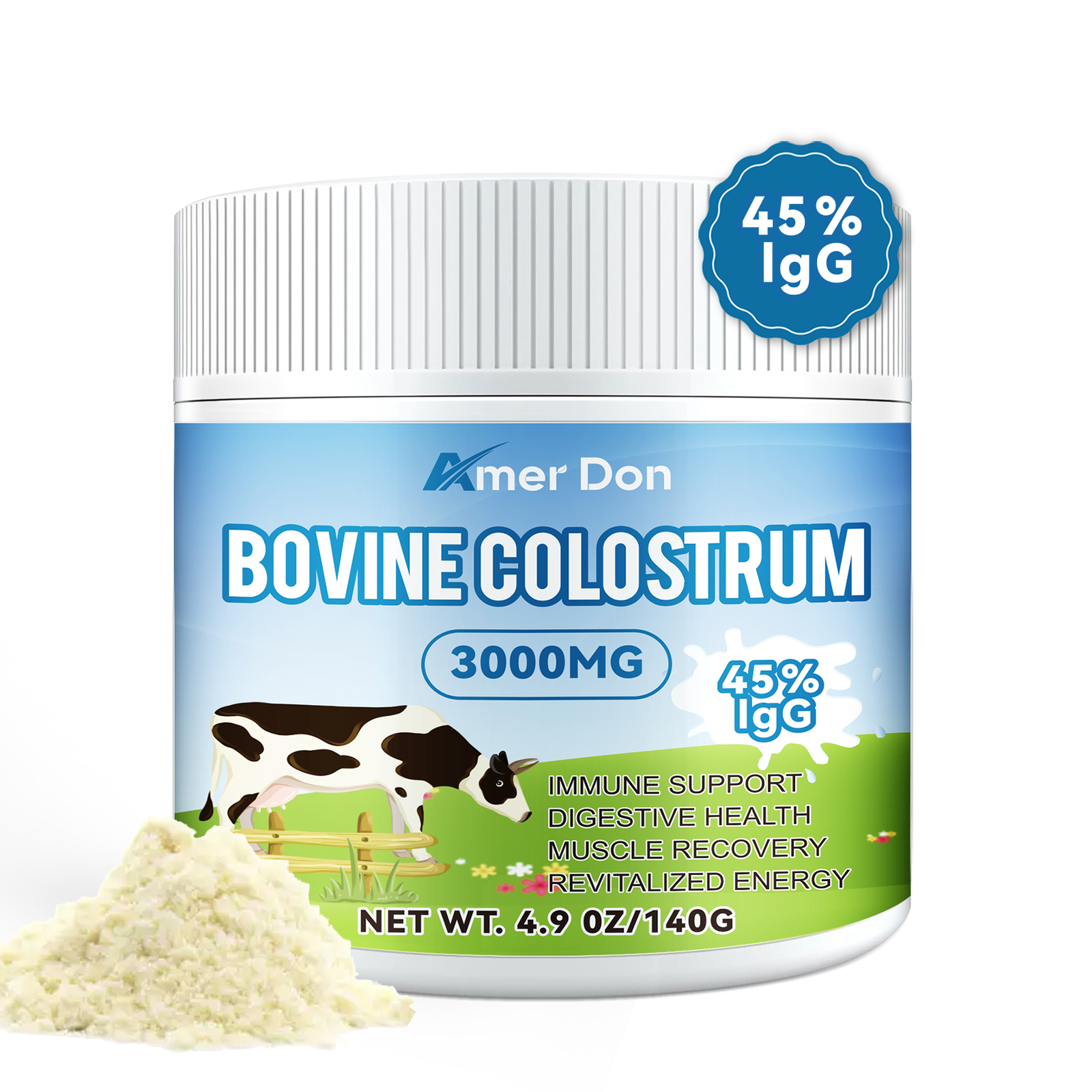 Bovine Colostrum Powder – 45% IgG Highly Concentrated Pure Bovine Grass Fed