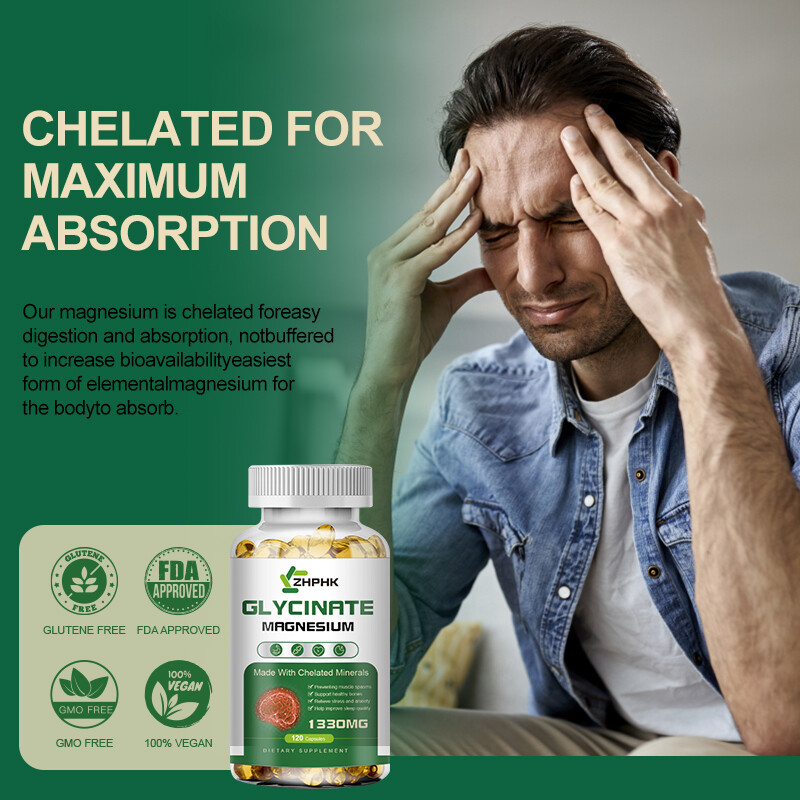 Magnesium Glycinate 1330mg 120 Capsules For Sleep Stress Relief Support Bone Lot