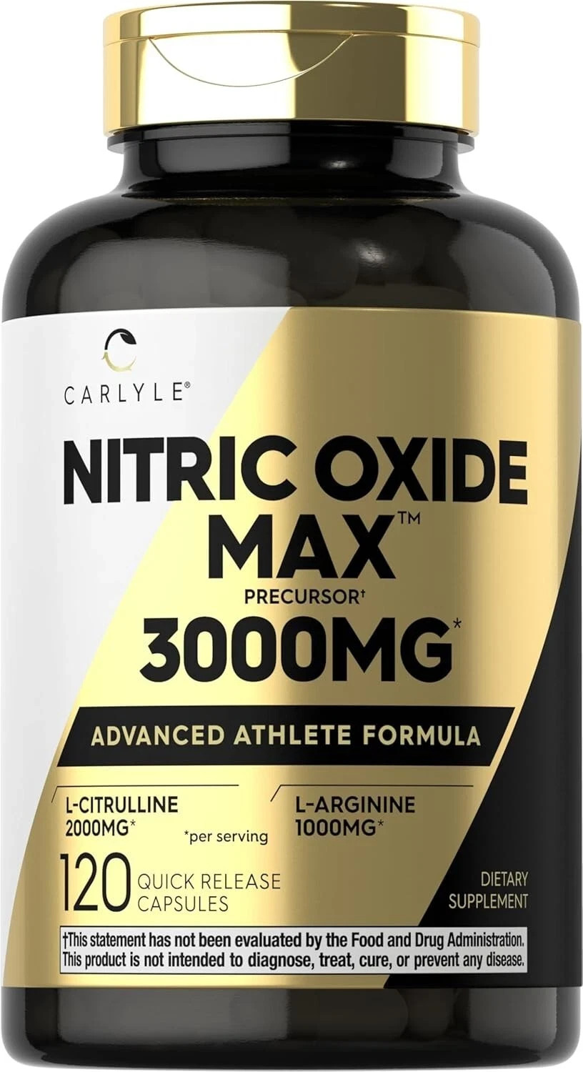 Nitric Oxide Booster L-Arginine, L-Citrulline 3000mg 120 Caps HIGHEST POTENCY