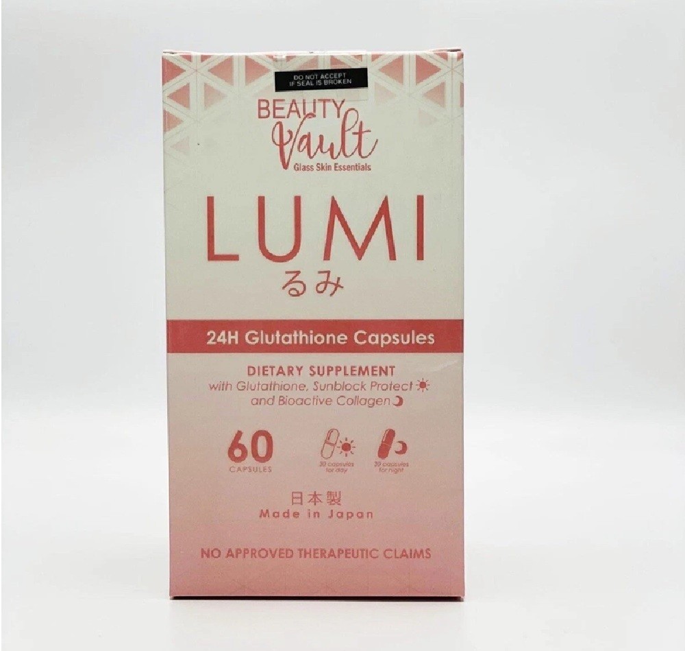 Beauty Vault LUMI 24H Glutathione Capsules, 60 Capsules (US Seller) – 2 Pack