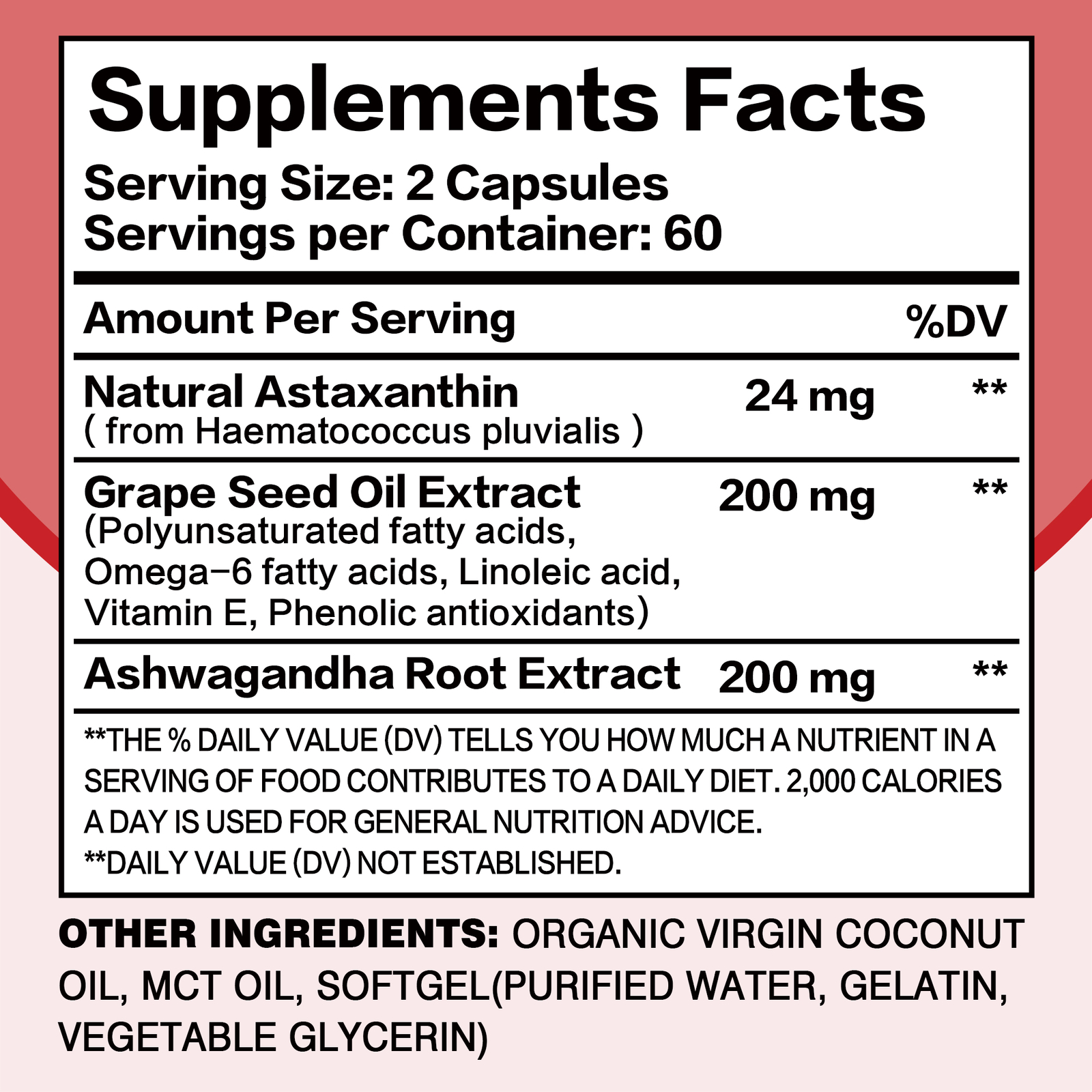 Astaxanthin 24mg – Heart and Cardiovascular Health, Support Antioxidant Activity