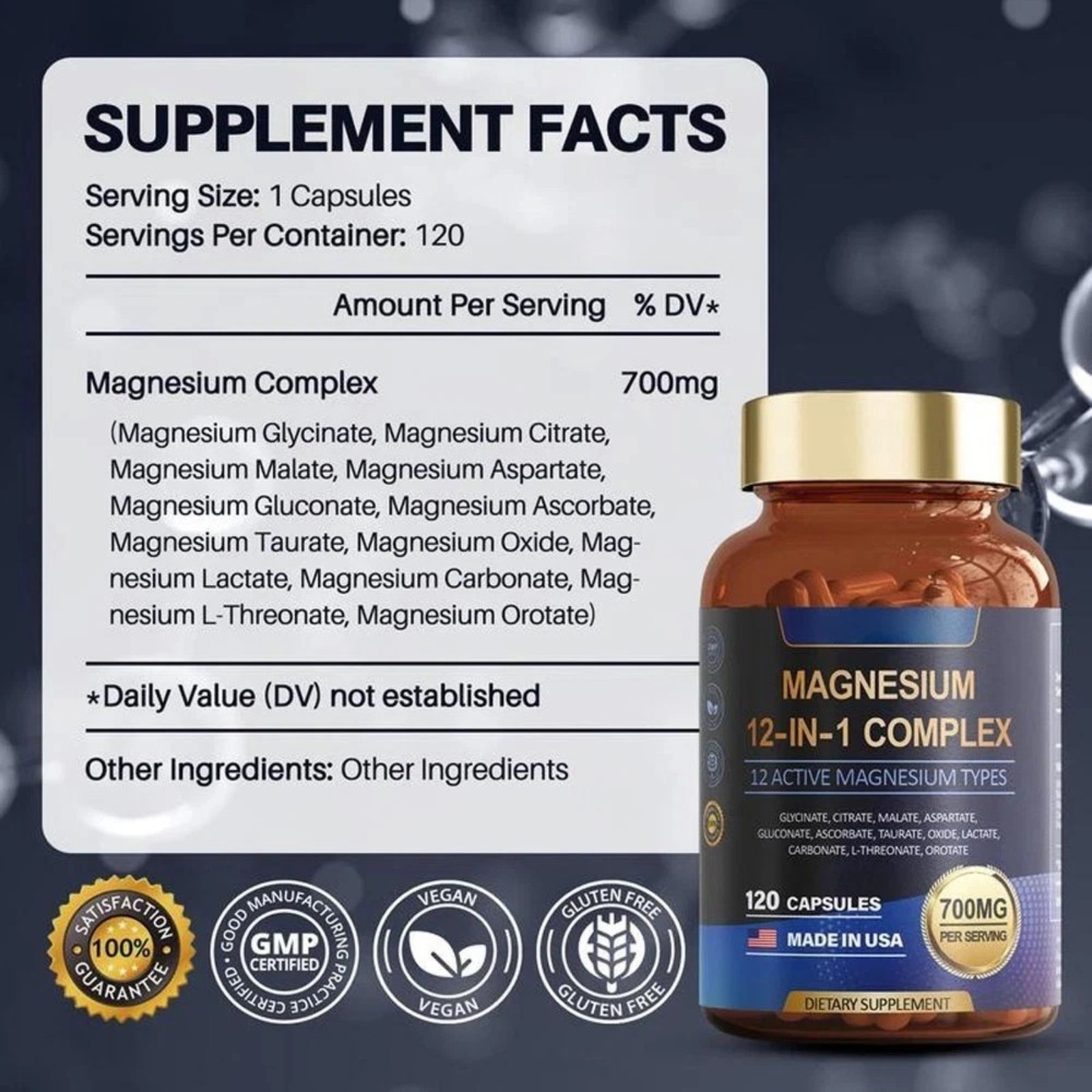 Magnesium 12 in 1 Complex 700mg – Glycinate Citrate Malate Taurate Daily Support