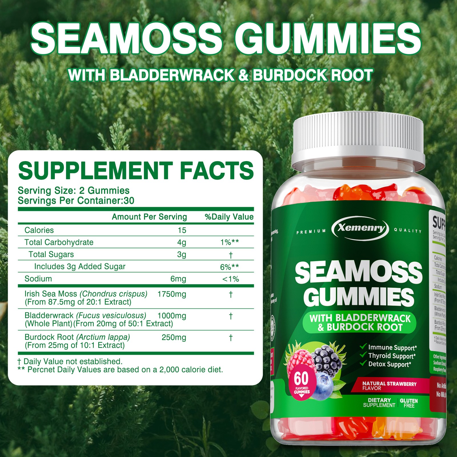 Seamoss Gummies 3000mg – Detox,Thyroid Health, Digestive and Immune Support