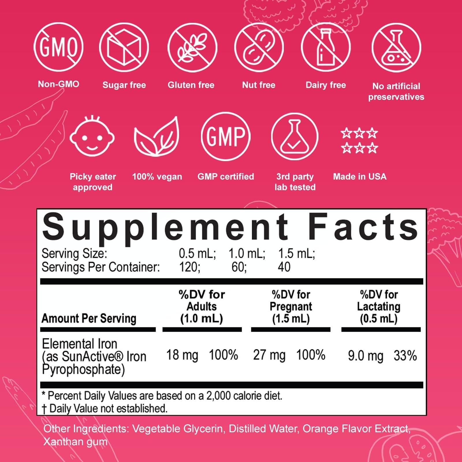 Liquid Liposomal Iron Drops 2oz – High Absorption, No Aftertaste, Orange Flavor,