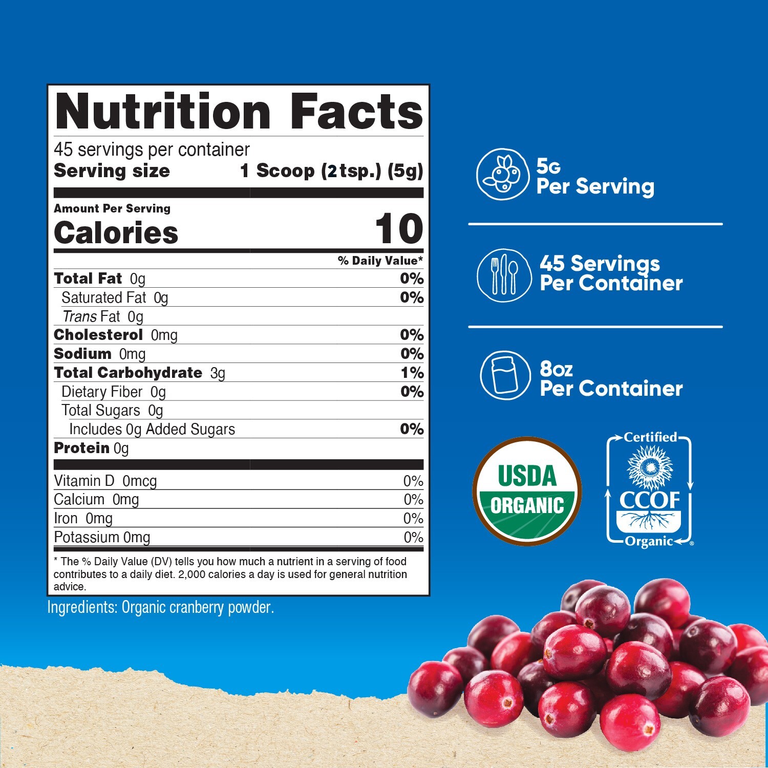 Nutricost Organic Cranberry 8 oz Powder, 5G per serving – Non-GMO, Gluten-Free