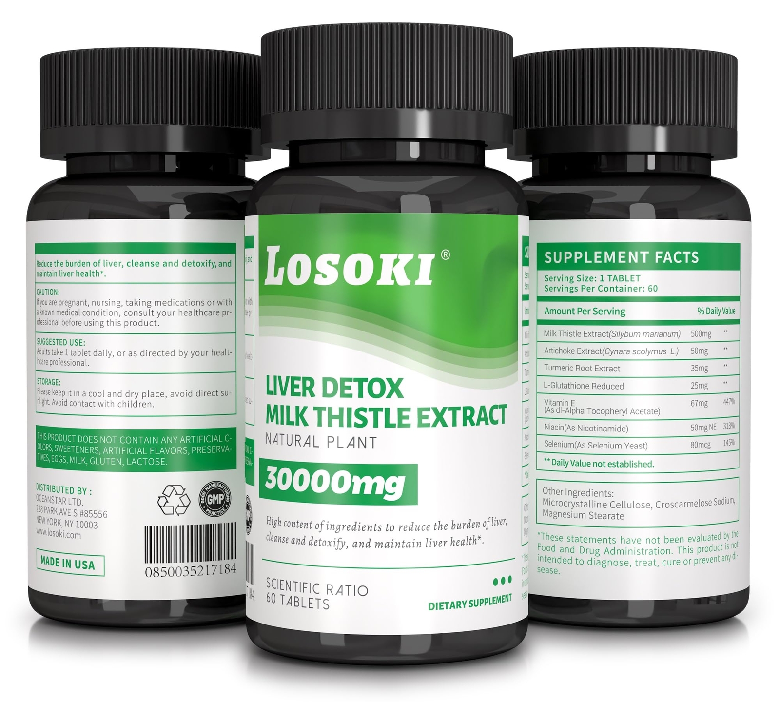 Losoki Liver Support Supplement with Milk Thistle Silymarin Artichoke Extract…