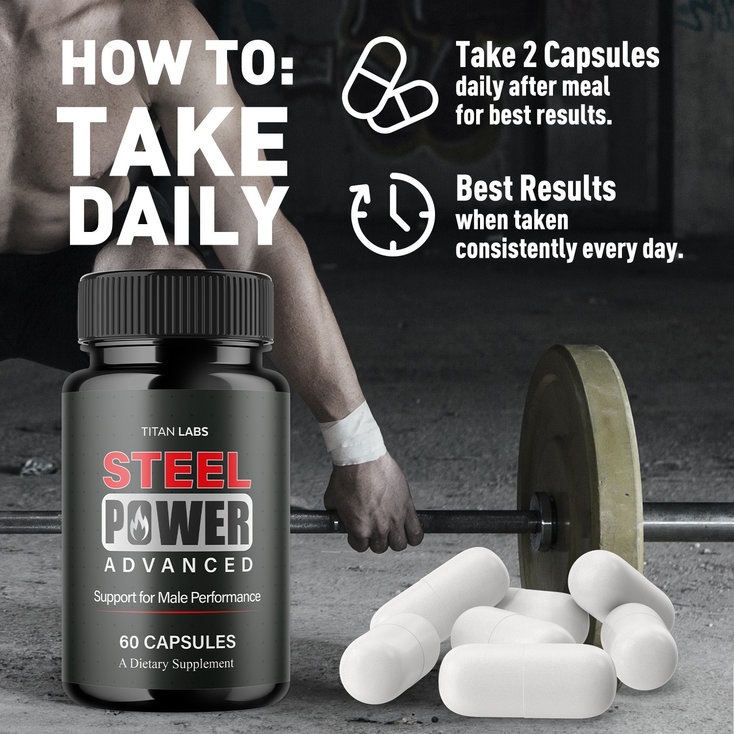 (1 Pack) Steel Power Advanced Male Health Support Supplement SteelPower 60 Caps