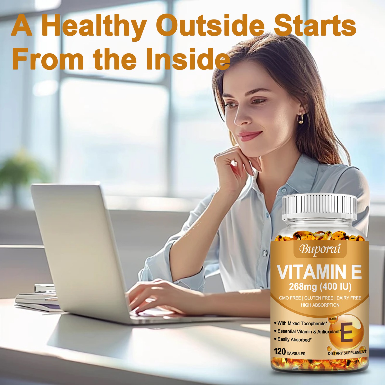 Vitamin E 400 IU -D-Alpha Tocopherol & Mixed Tocopherols-Anti-aging, Antioxidant