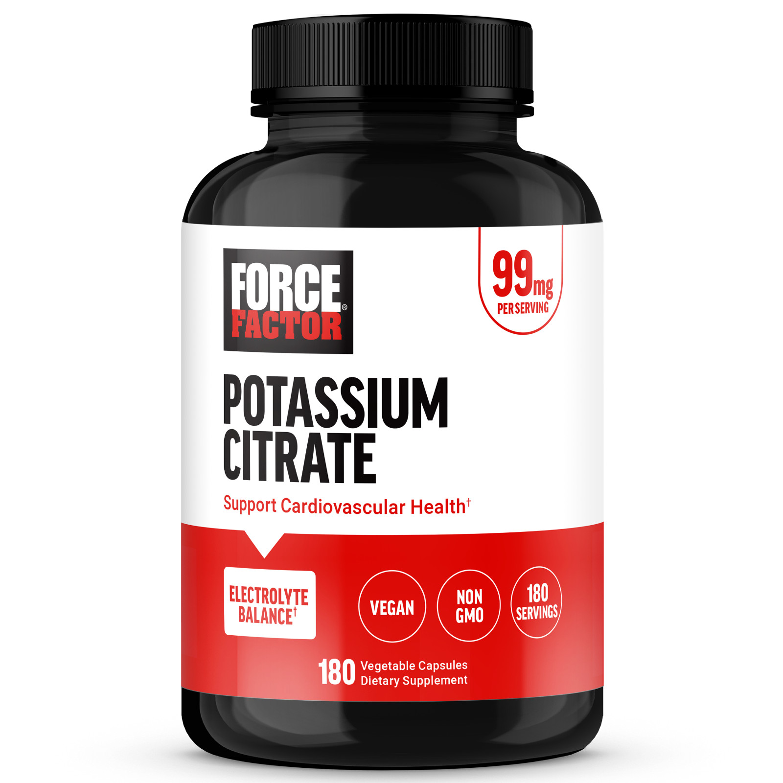Force Factor, Potassium Citrate, 99 mg, 180 Vegetable Capsules