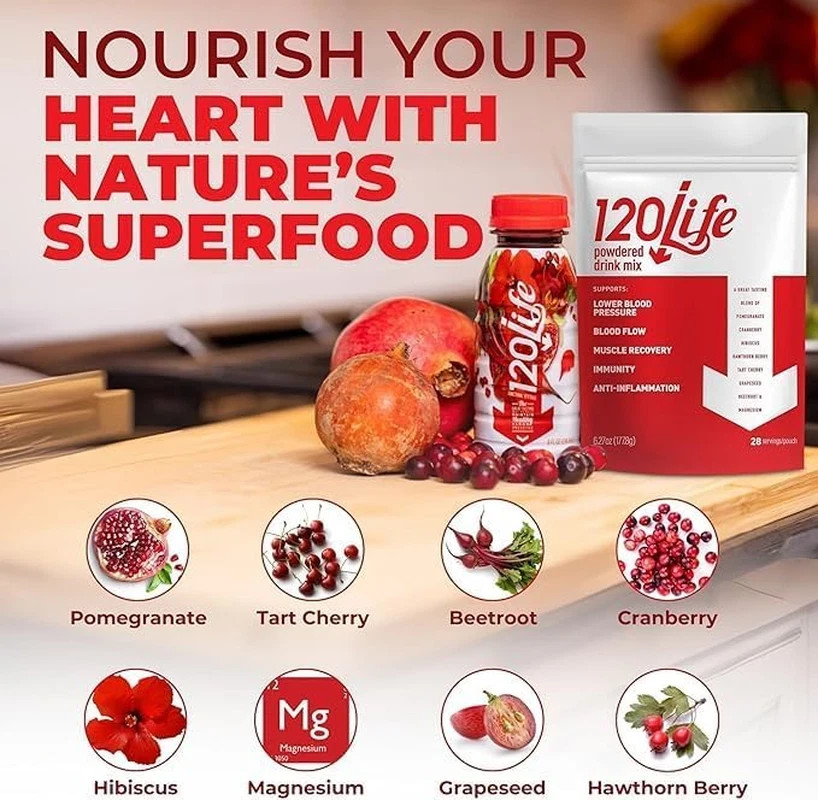 120Life Blood Pressure Drink Mix Beet Root & Pomegranate 28 Servings