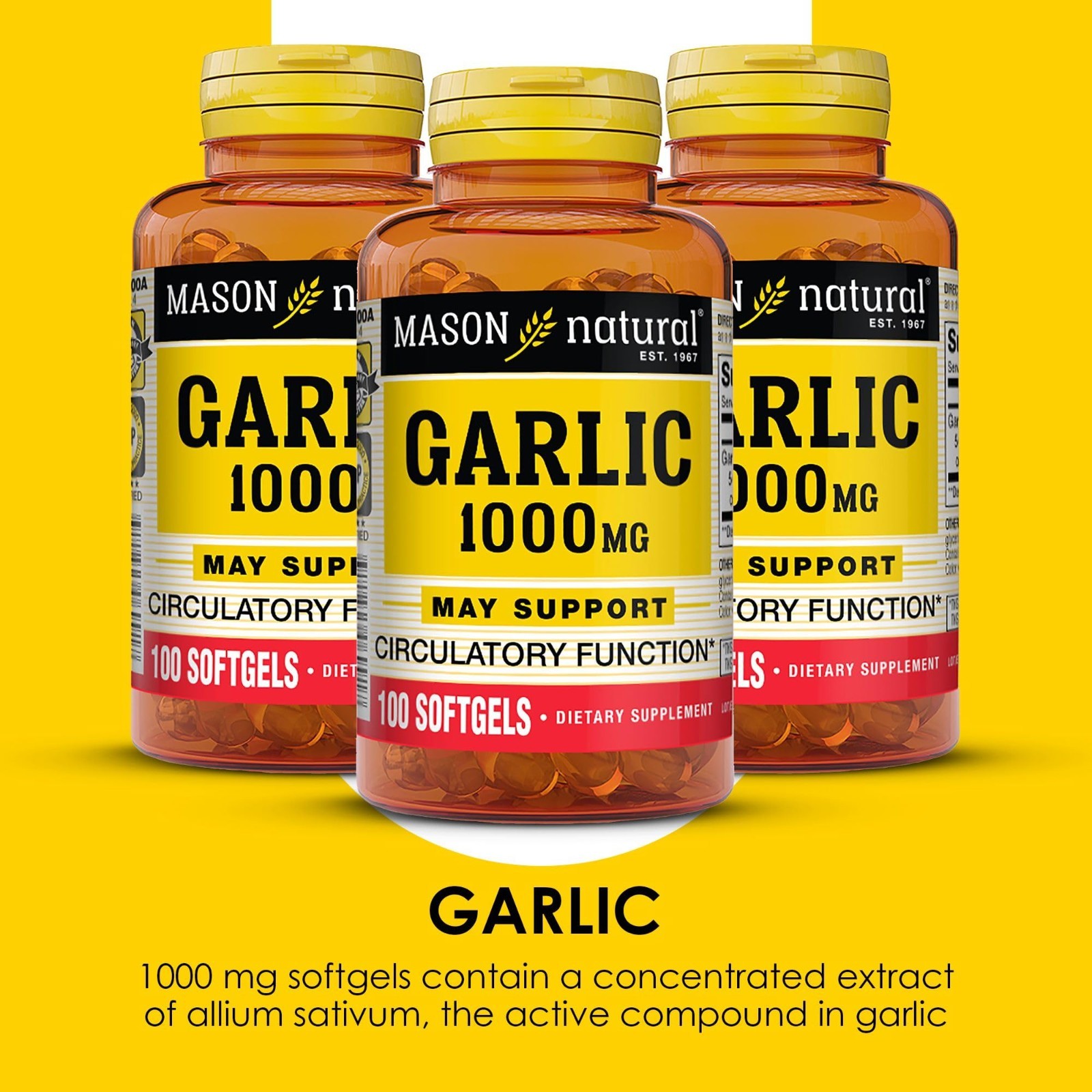 Garlic Oil Softgels 300 Count – Supports Circulatory Health, 3 Pack Supply