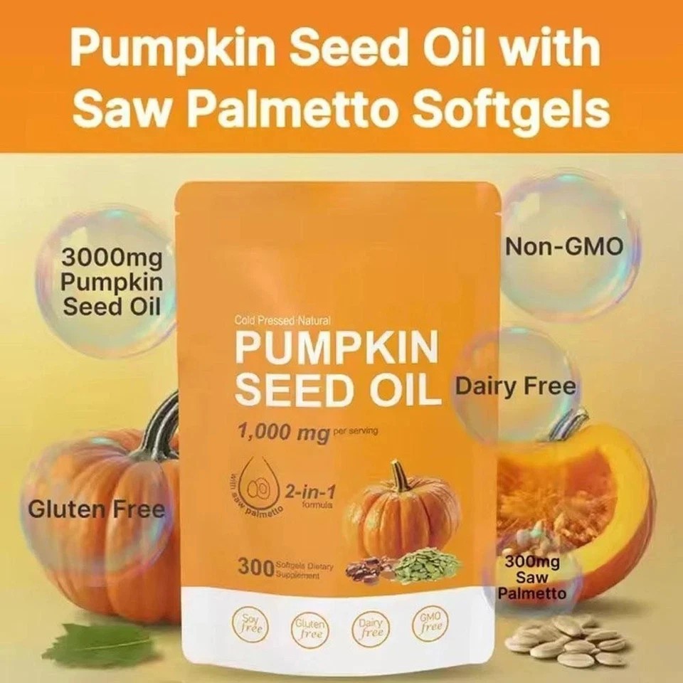Pumpkin Seed Oil 1000mg with Saw Palmetto 300-Softgels.NEW