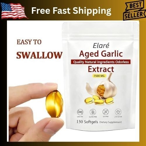 Odorless Garlic 7500mg Per Servings, 300 Softgels | 2 Years Aged Garlic Extra…