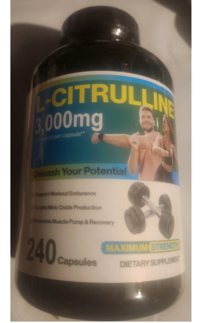 L-Citrulline 3000mg 240 Capsules GMP Certified & Non-GMO Free Form Amino