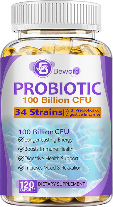 Probiotics Digestive Enzymes 100 Billion CFU Potency Immune Health 120 Capsules