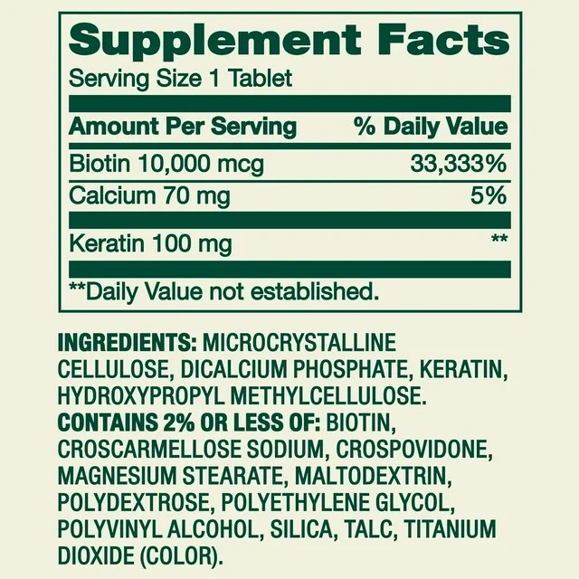 Spring Valley Extra Strength Biotin + Keratin, 10,000 mcg, 60 Tabs