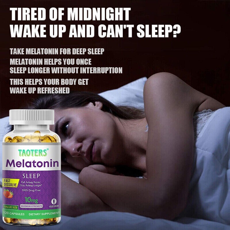Melatonin 10 Mg, 30/60/120 Capsules – 10 Mg Per Serving, Non-GMO, Free Shipping