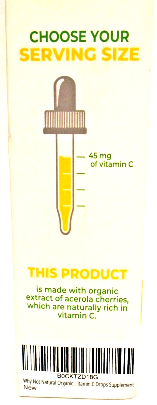 3X Why Not Natural Liquid Drops Vitamin C Dietary Supplements 2 fl oz Exp 2/2027