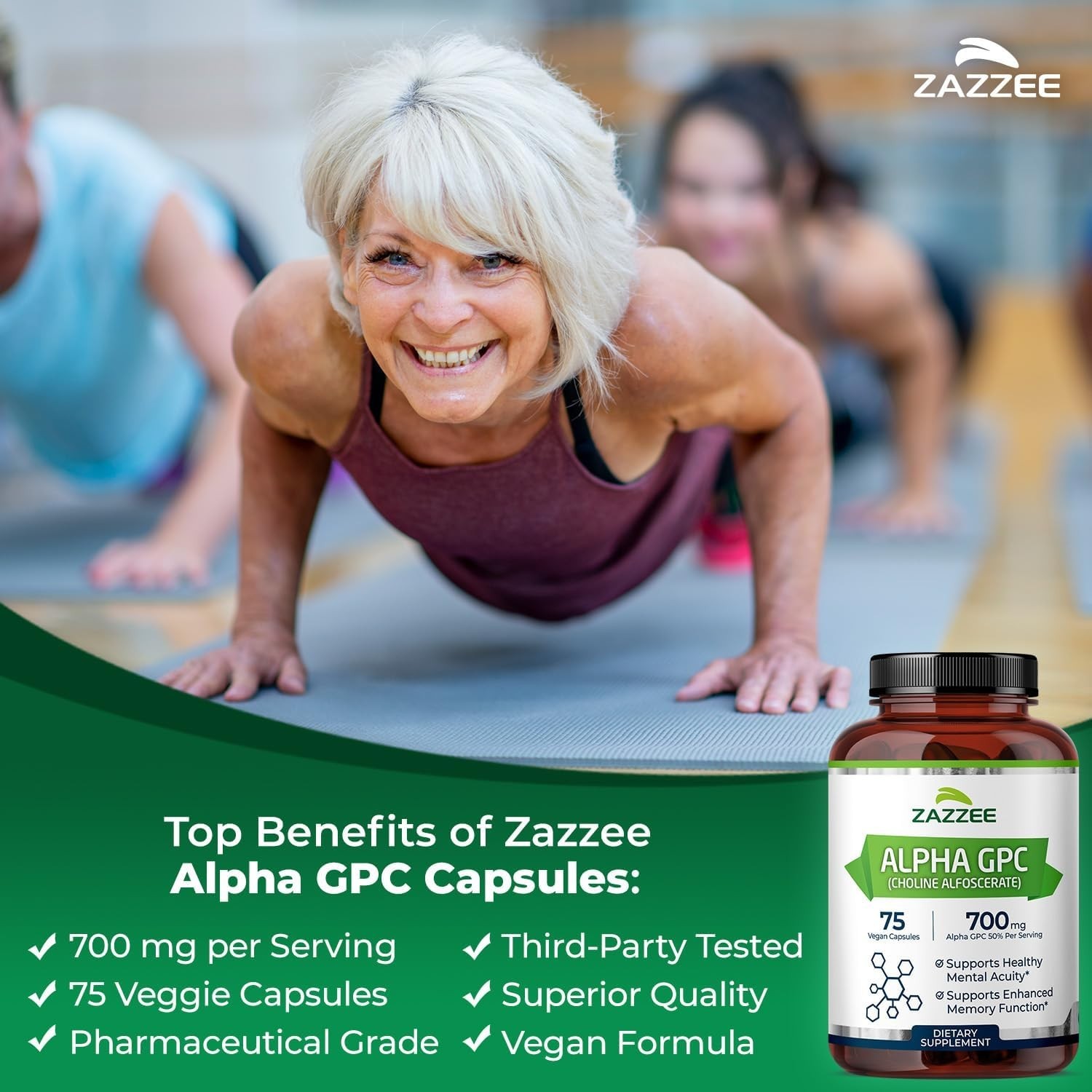 Pure Pharmaceutical Grade Alpha GPC 700 mg – Non-GMO, Capsules, 75 Count
