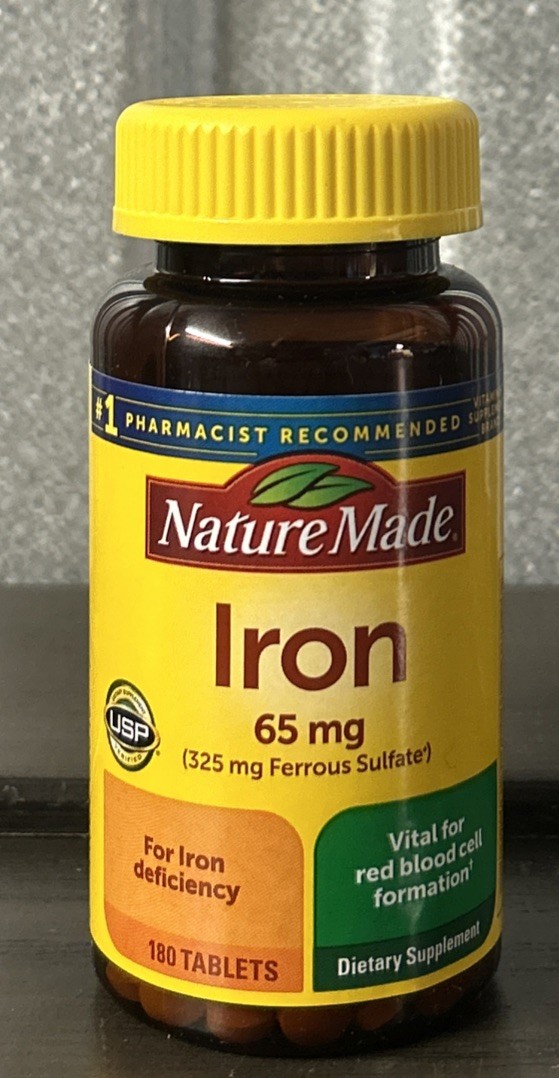 Nature Made Iron 65mg 180 Tablets Dietary Supplement Exp 12/2028