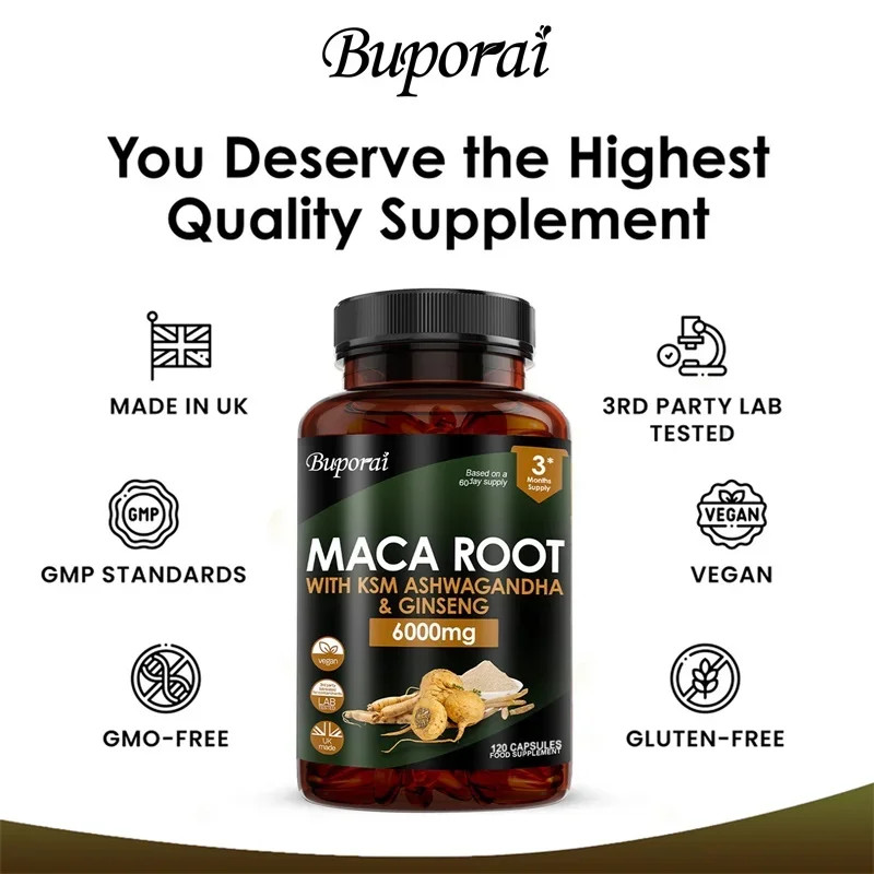 Maca Root 120pcs, Reduce Fatigue, Improve Energy and Vitality, Enhances Memory
