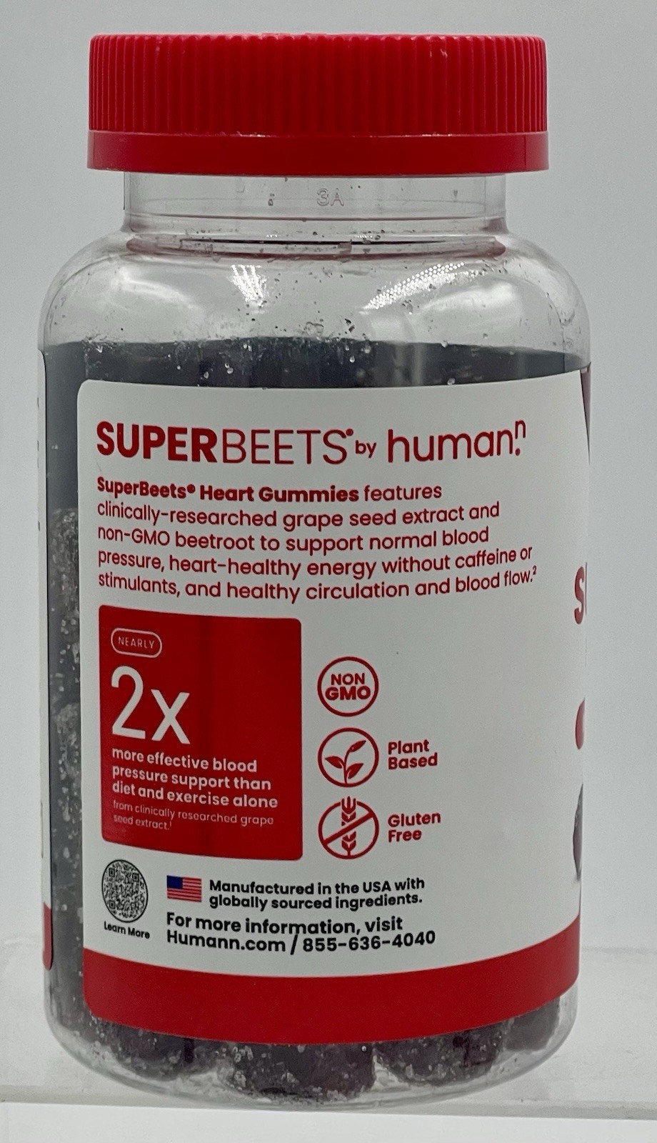 Lot of 2 SuperBeets Heart Gummies Strawberry Beetroot Grape Seed 60ct EXP03/27