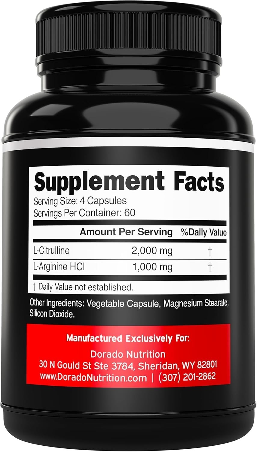 L-Arginine 1000mg L-Citrulline 3000mg 240Caps Amino Acid Non GMO/Gluten Free