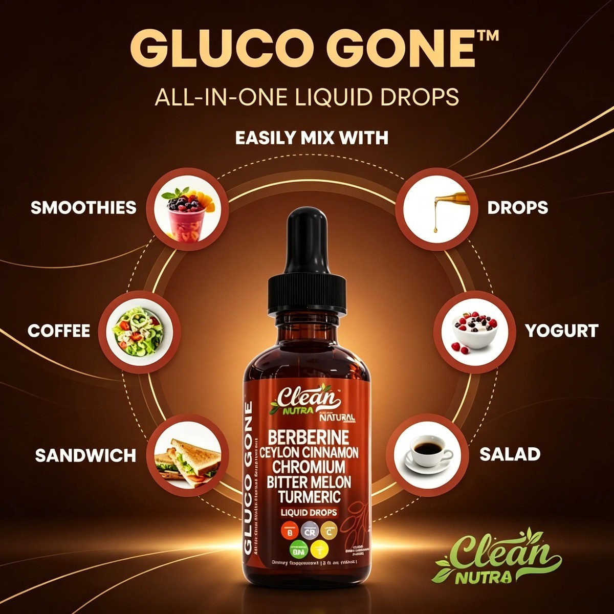 Clean Nutra Berberine with Ceylon Cinnamon Liquid Drops–Metabolism & Blood Sugar